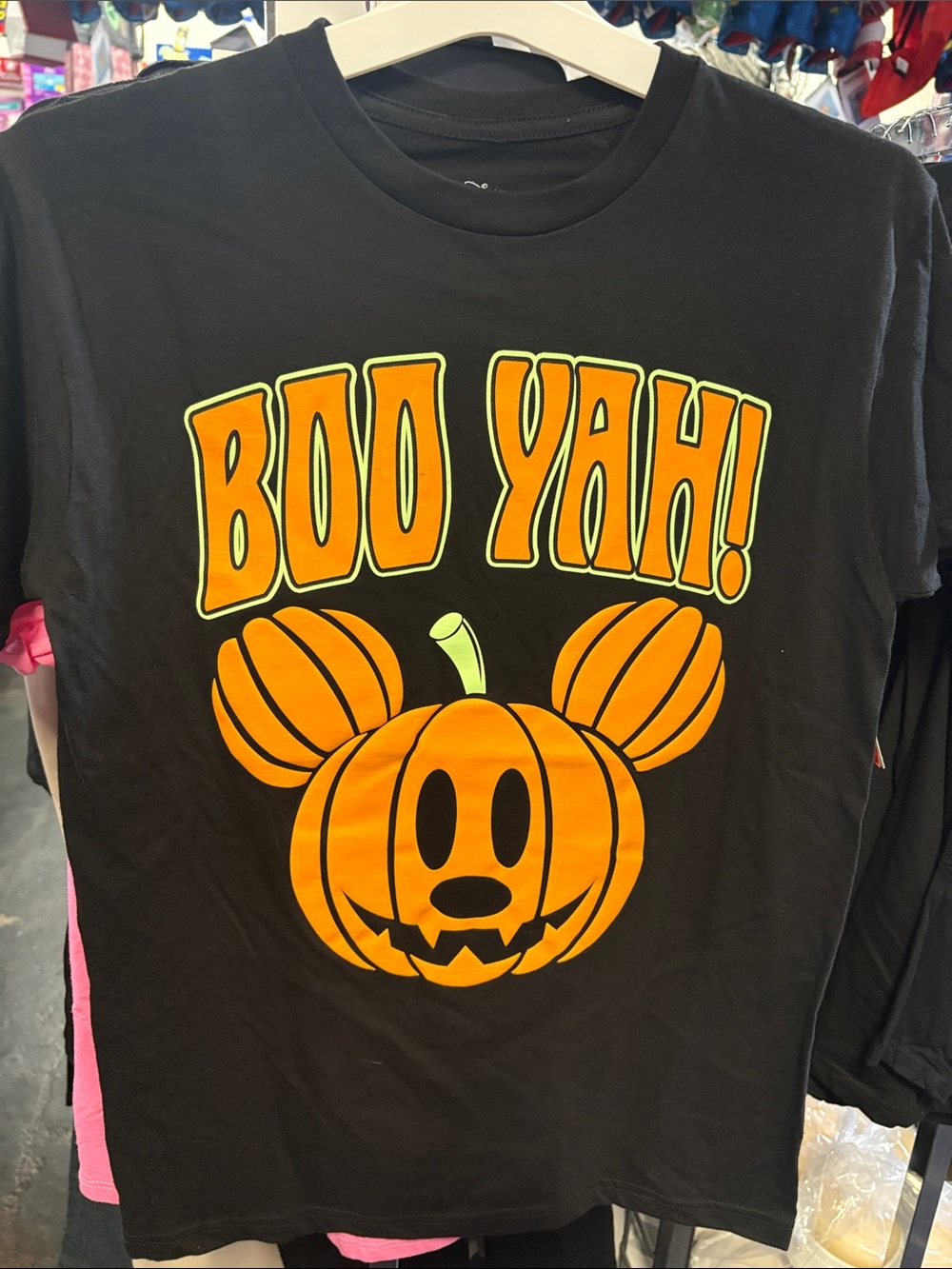 Disney Black Tee with Orange 'Boo Yah!' Pumpkin Graphic